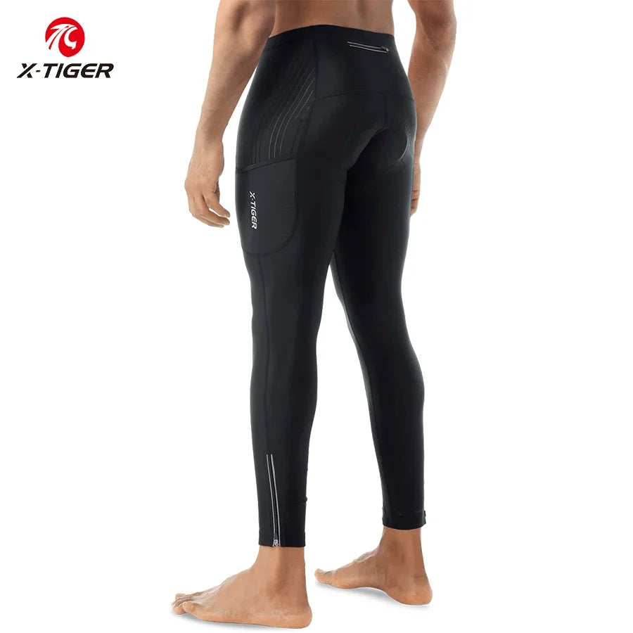 X-TIGER Men's Gel Padded Cycling Tights | Long Bike Pants