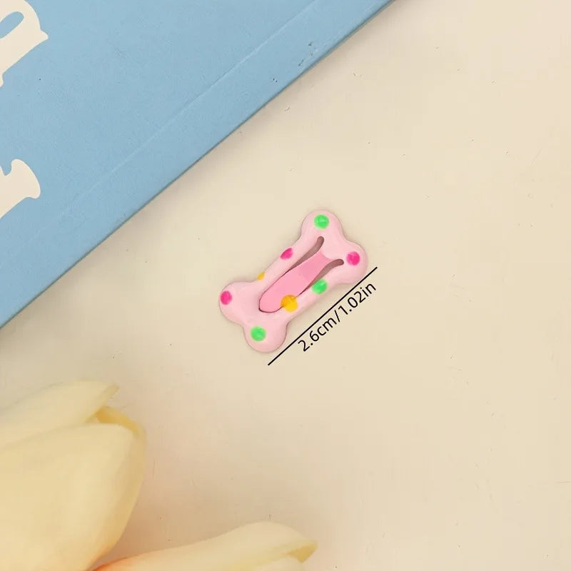 10pcs Multicolor Bone Snap Pet Hair Clips – Dogs & Cats