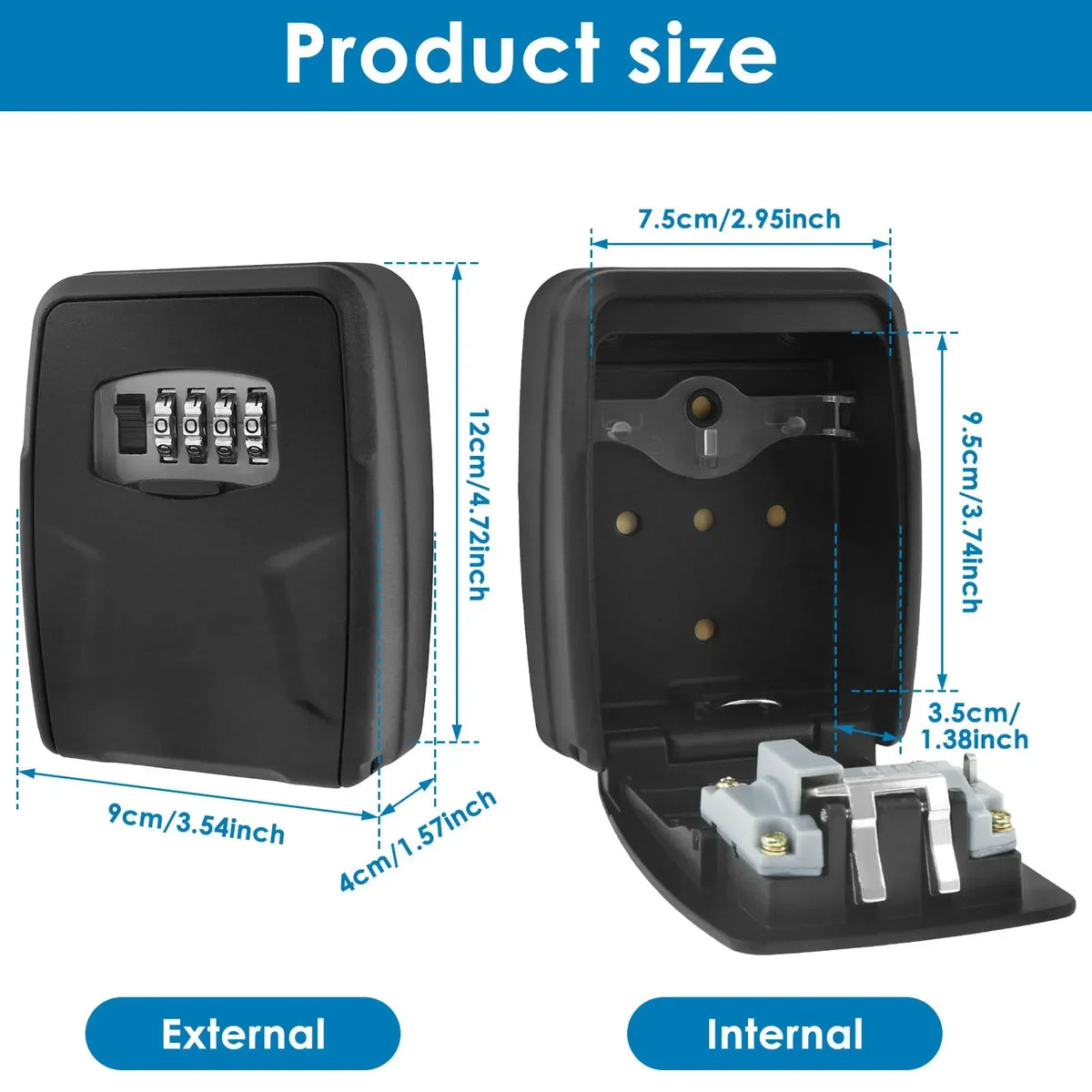 Wall Mount Key Lock Box – 10-Key 4-Digit Combination Code