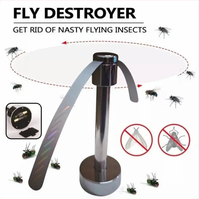 Portable Stainless Steel Fly Repellent Fan | Battery Powered