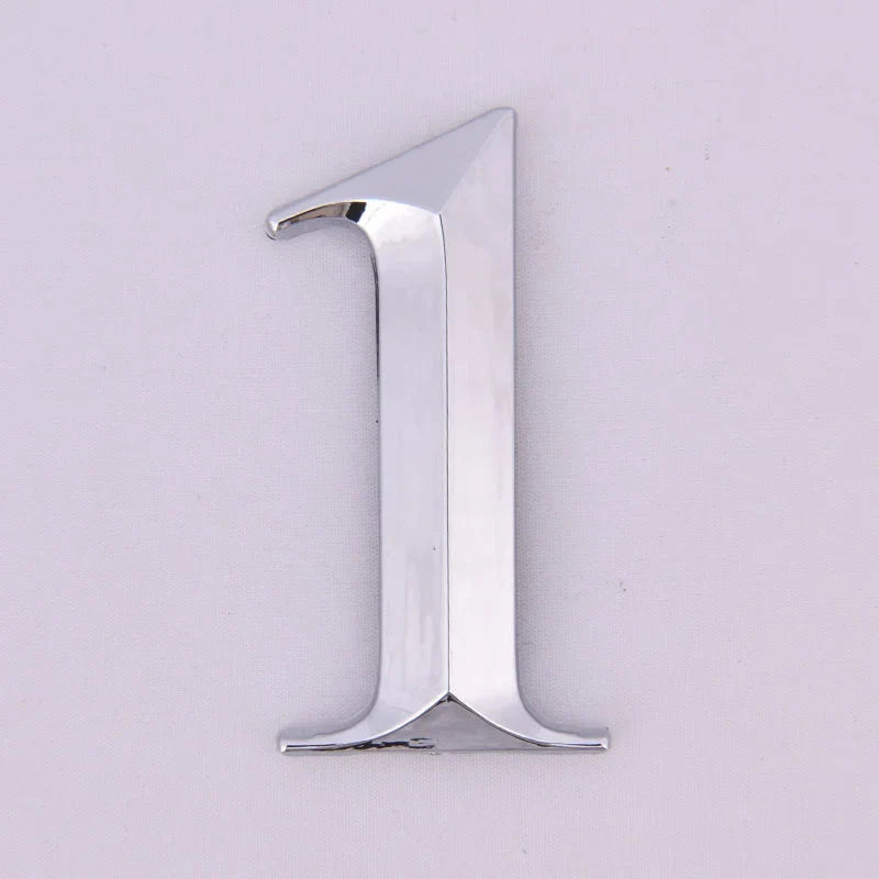 Self-Adhesive Chrome House Door Number Sign Sticker 7x4.5cm