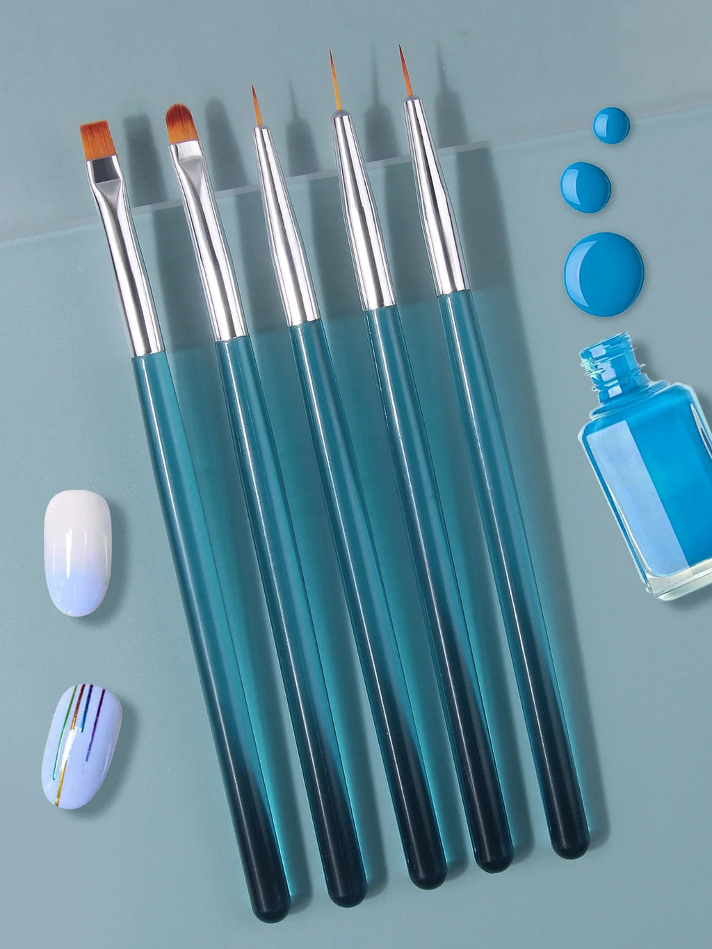 5-Piece Nail Art Brush Set – Painting, Dotting & Liner Tools