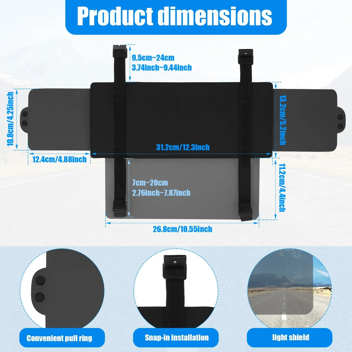 Universal Car Sun Visor Extender – Anti-Glare PC Lens