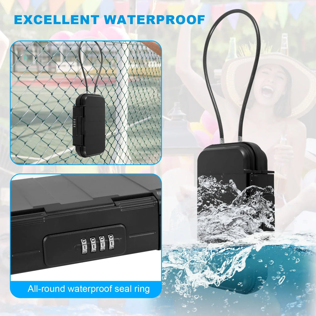 Portable 4-Digit Combination Lockbox – Waterproof Travel Safe