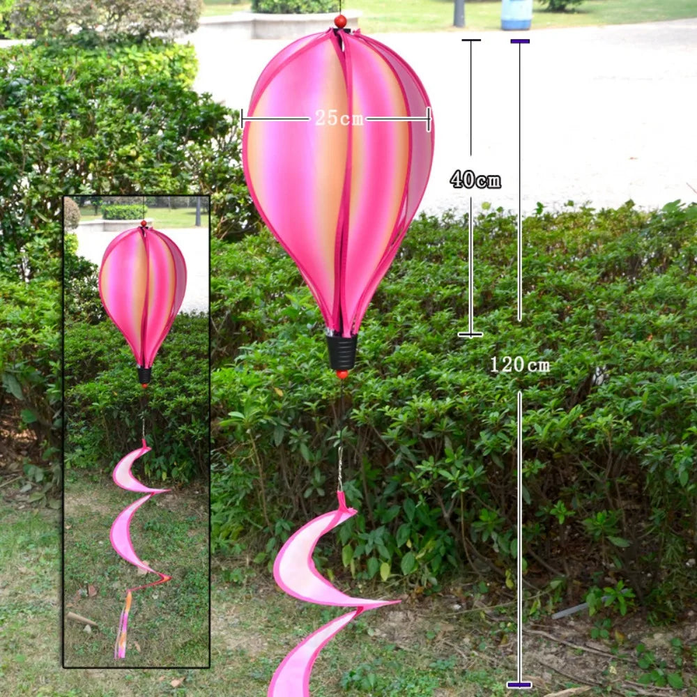 Rainbow Hot Air Balloon Wind Spinner 40cm – Kinetic Garden Decor