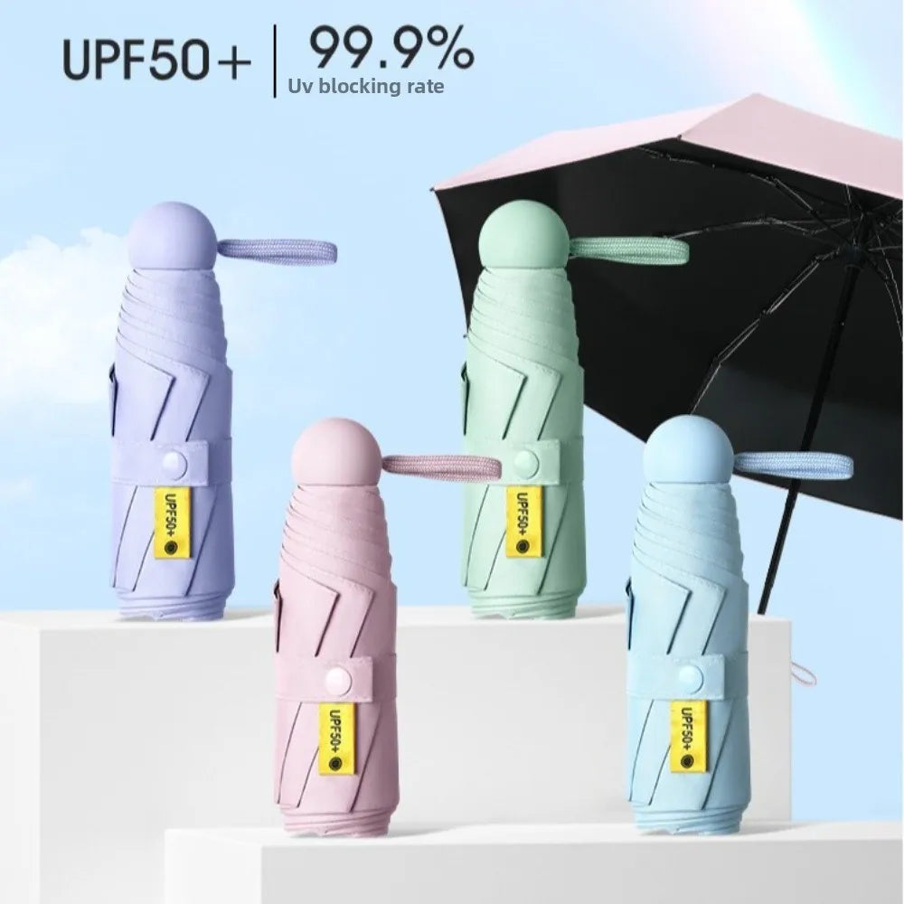 Mini Capsule Folding Umbrella UPF50+ UV & Rain Protection