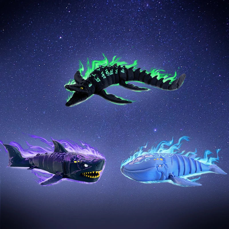 3D Printed Articulated Sea Beast Fidget Toy – Shark Whale Mosasaur