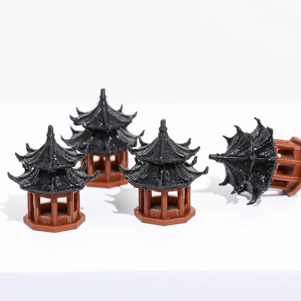 Miniature Hexagonal Pagoda Figurine – Micro Landscape Decor