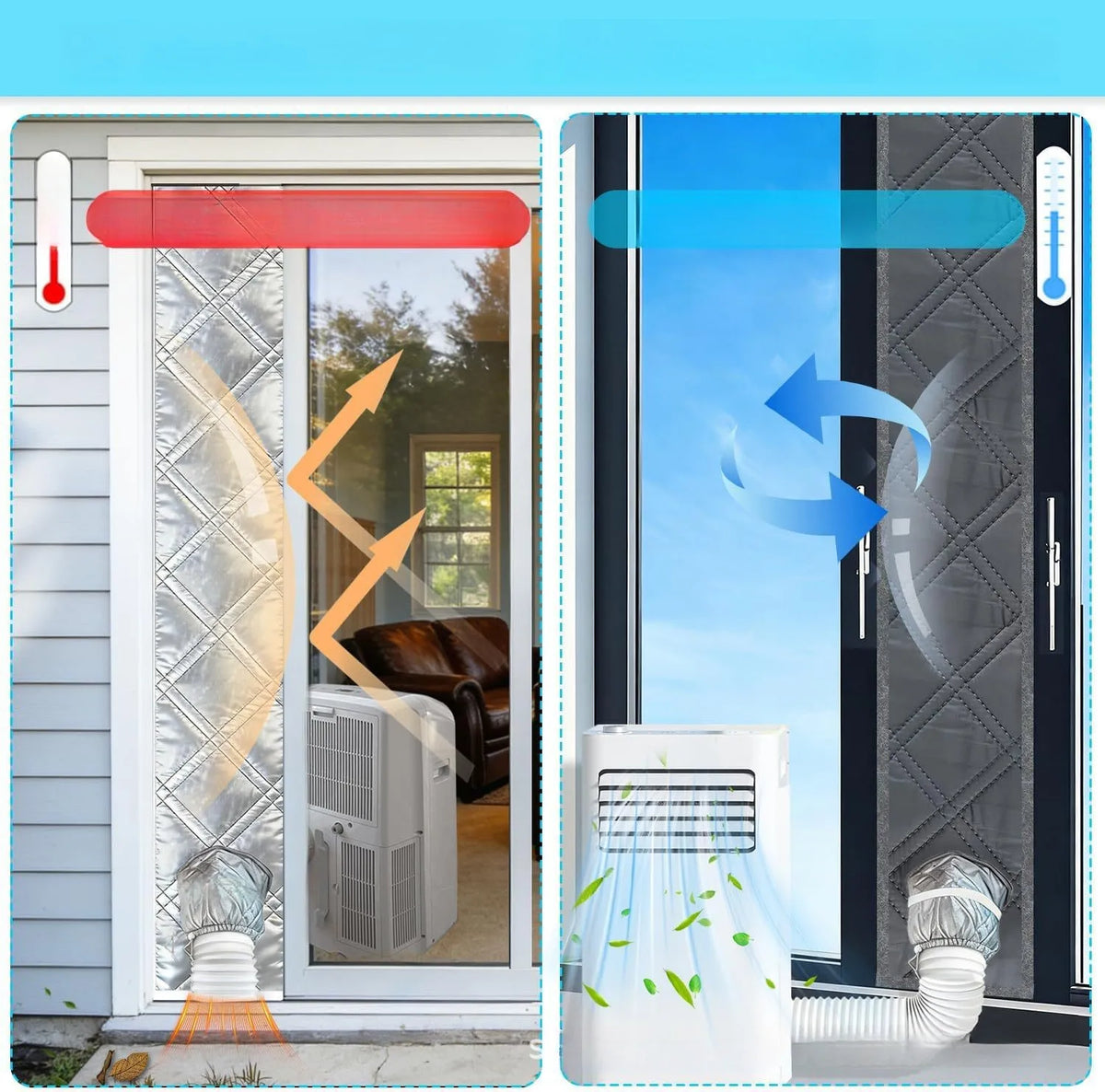 Portable AC Window Sealing Cloth | Silver Exhaust Hose Cover