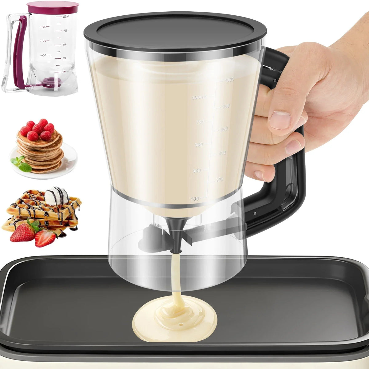 Pancake Batter Dispenser – 3-Cup Drip-Free Bakeware Tool