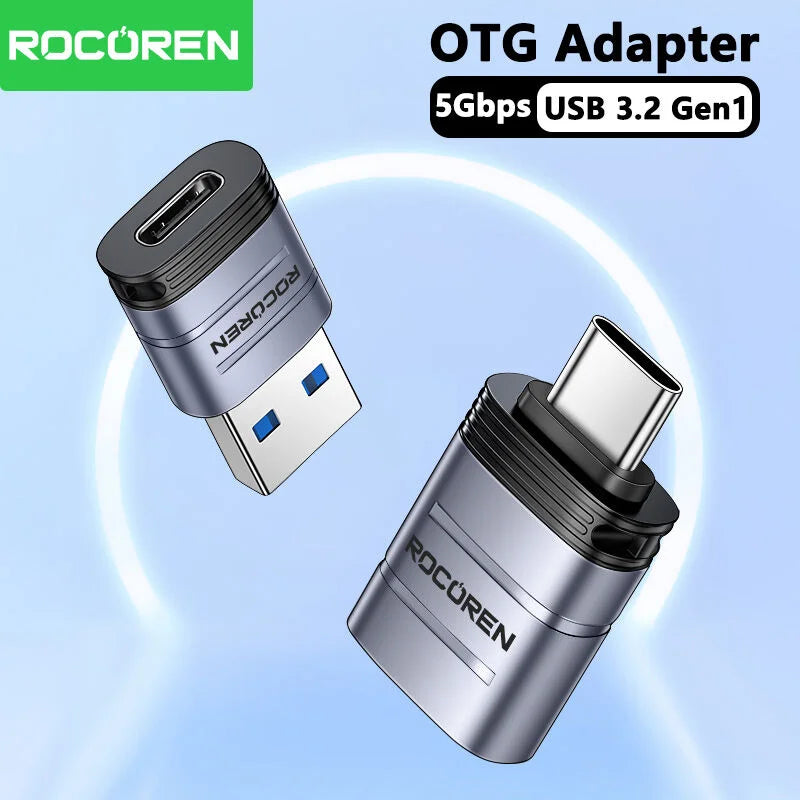 Rocoren USB-C to USB-A OTG Adapter USB 3.2 5Gbps Converter