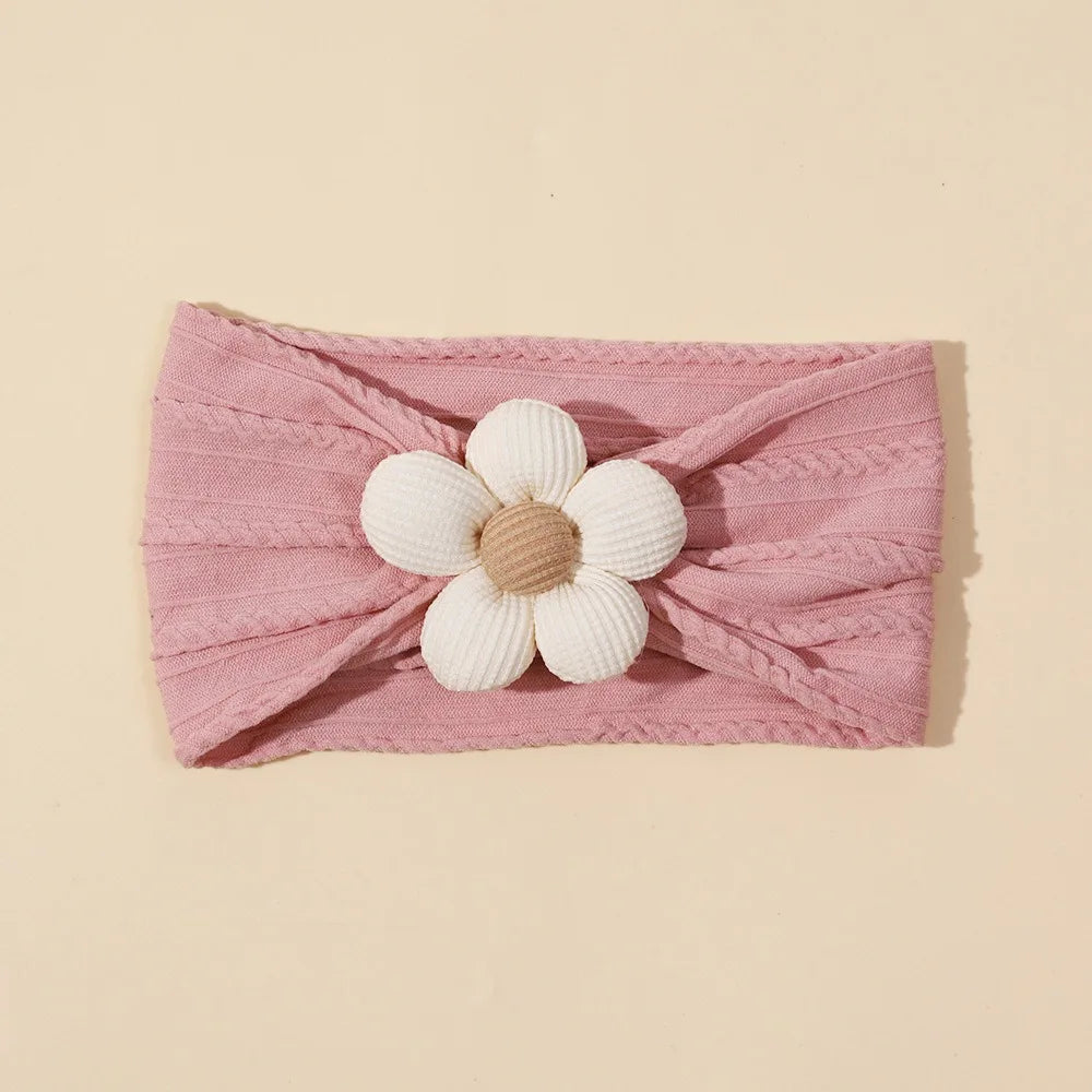 Floral Infant Wide Headband – Soft Stretchy Nylon Baby Head Wrap