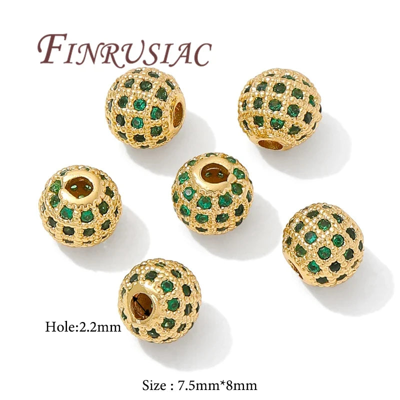 18K Gold Plated Zircon Spacer Beads – Brass DIY Jewelry Making