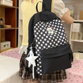 Korean Plaid Embroidered Backpack for Women – Large Capacity