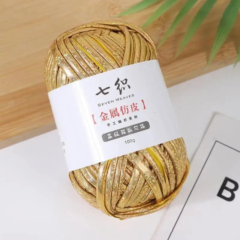 Holographic Metallic Flat Yarn 100g – Iridescent Crochet Thread