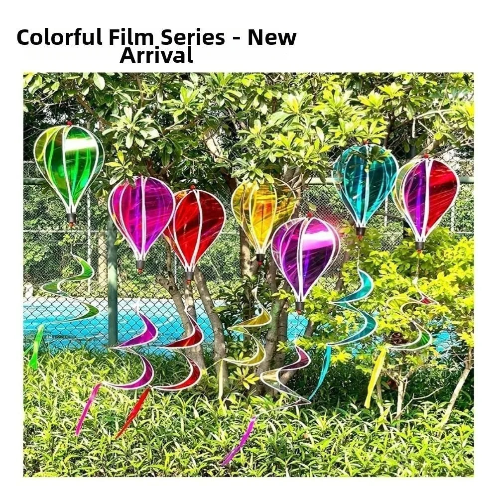 Rainbow Hot Air Balloon Wind Spinner – 36cm Kinetic Garden Decor