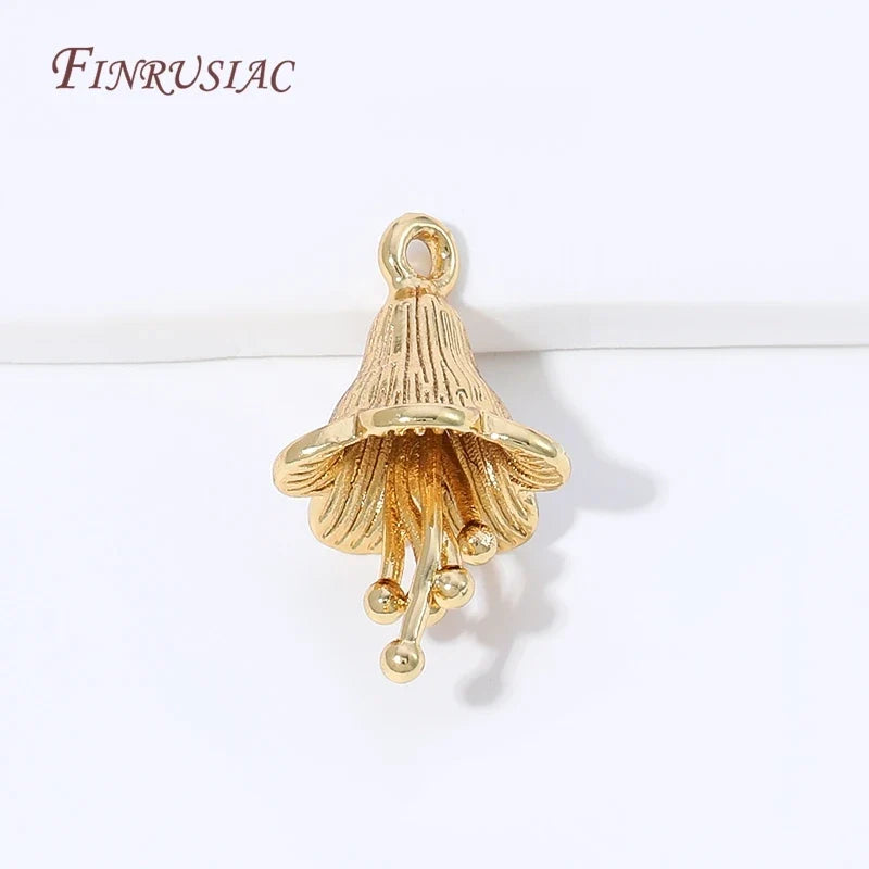 18K Gold Plated Jellyfish Charm – Brass Marine DIY Pendant