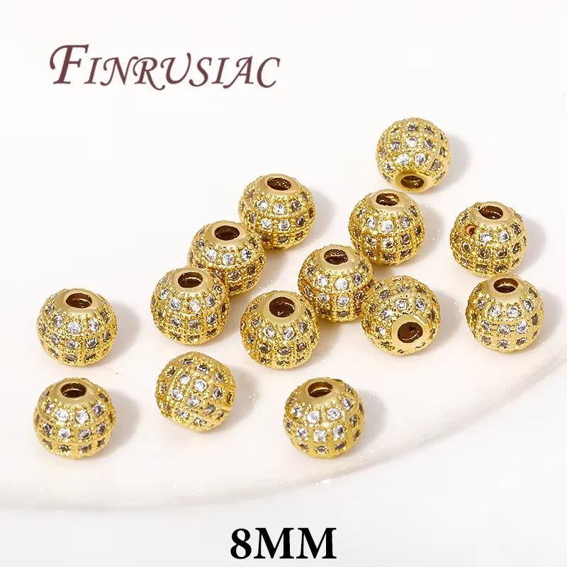 18K Gold Plated Zircon Flower Beads – DIY Jewelry Making