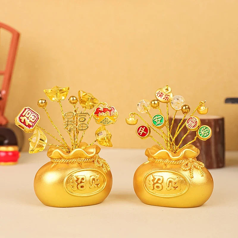 Feng Shui Money Tree Lucky Fortune Miniature Resin Ornament