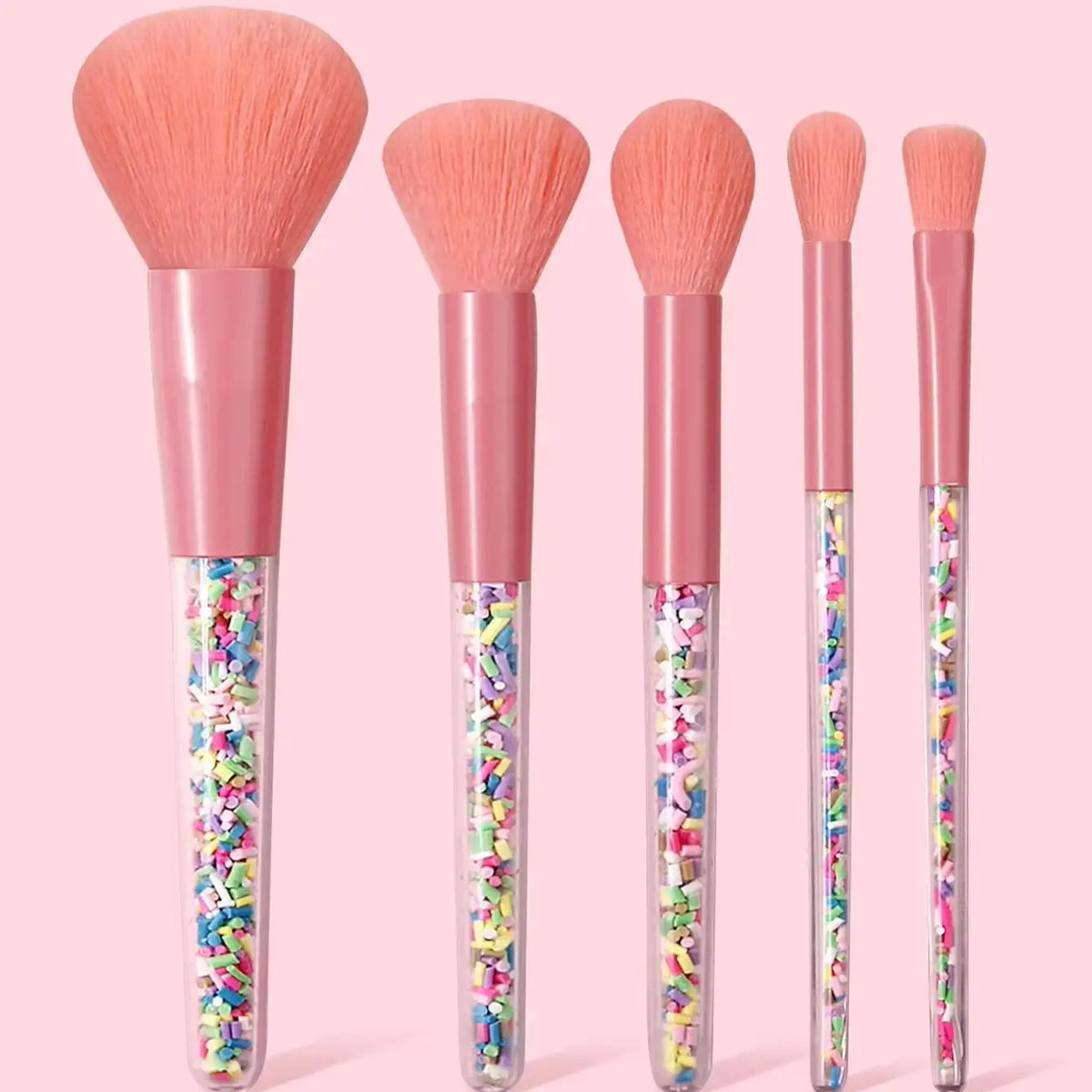 5-Piece Pink Makeup Brush Set – Soft Cosmetic Kit for Beginners