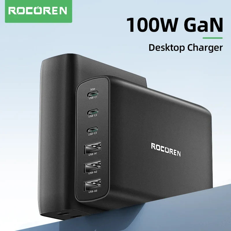 Rocoren 100W GaN Charger USB-C PD Fast Charging Station