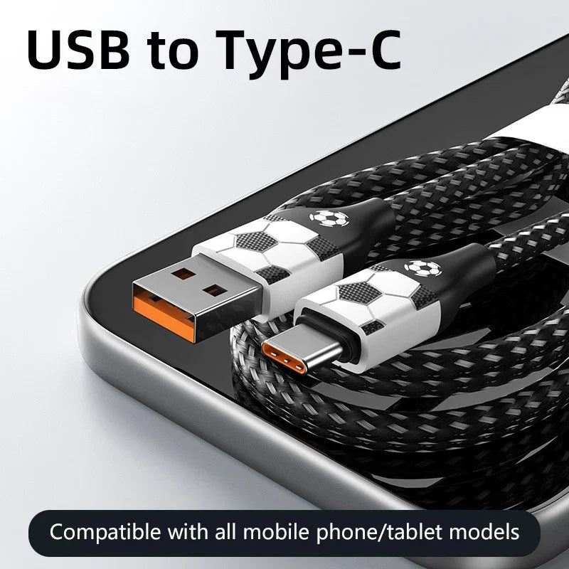P3 Football Style Braided Fast Charging Cable – Apple & Android