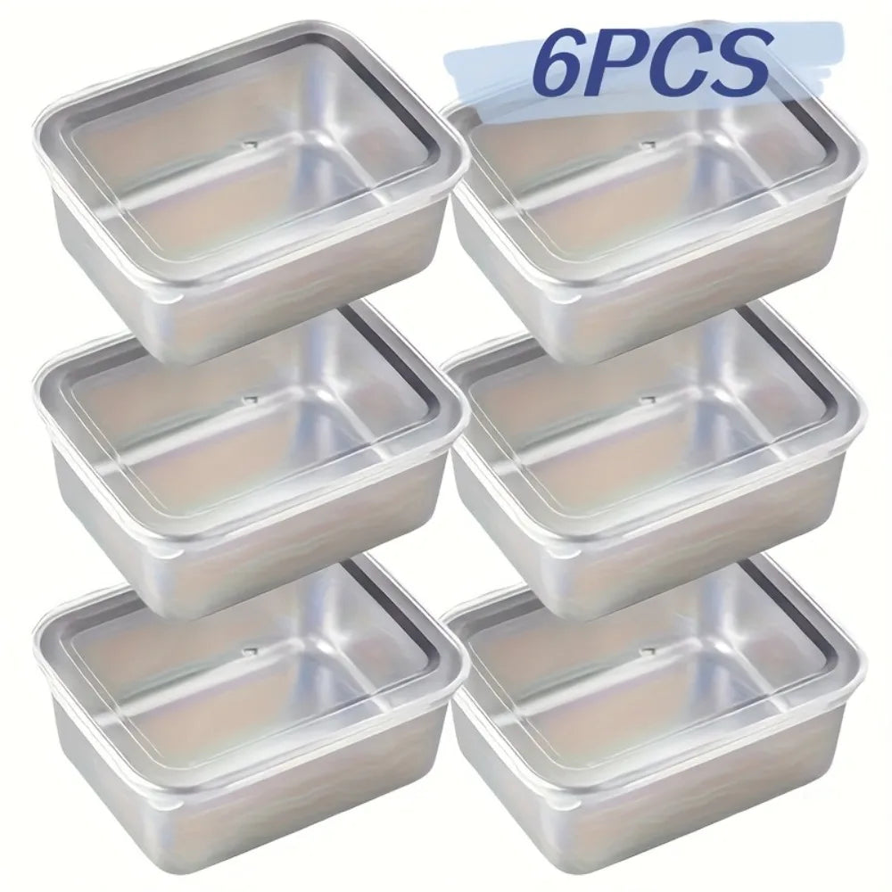 6-Piece Stainless Steel Leakproof Stackable Food Containers
