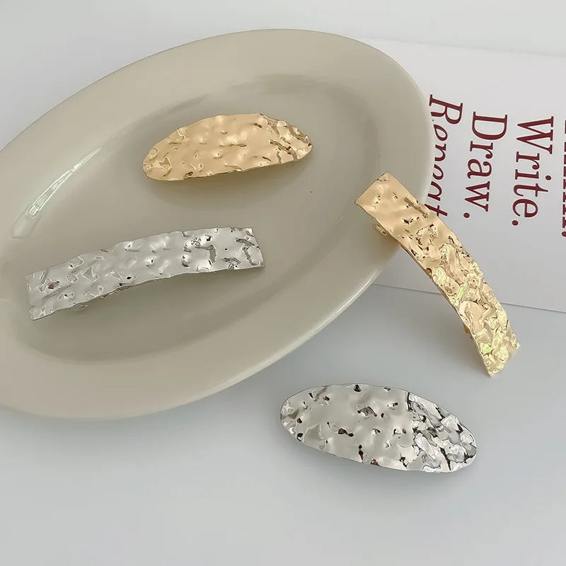 Metal Geometric Spring Hair Clip – Gold & Silver Plated