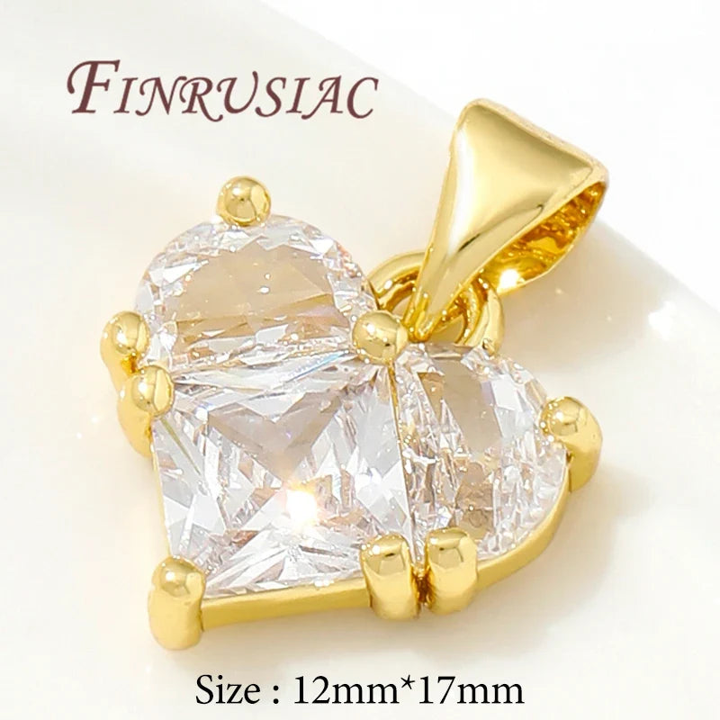 18K Gold Plated Zircon Charms – Sun Heart Star Pendants DIY