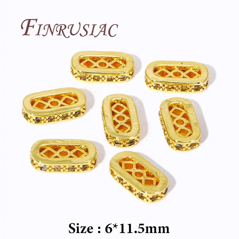 14K/18K Gold Plated Zircon Spacer Bar Beads – 3/5/7 Holes