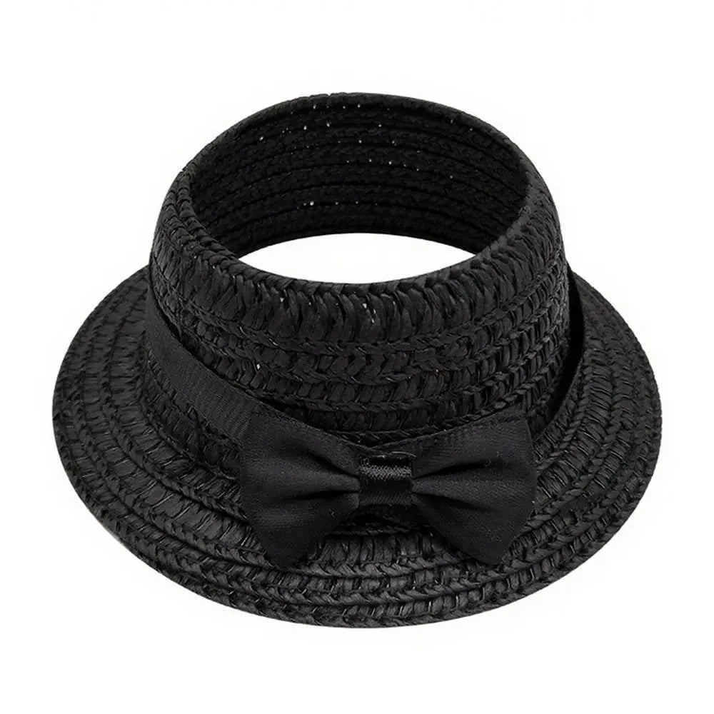 Miniature Straw Doll Hat with Bow – 1/6 Scale 10.5cm Accessory
