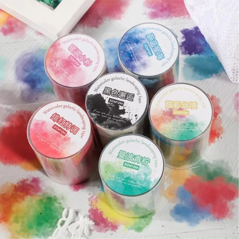 Watercolor PET Decorative Tape – Aesthetic Scrapbooking 50mm×2M
