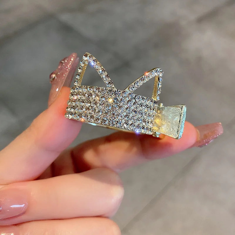 Korean Pearl Crystal Hair Claw Clips – Geometric Style