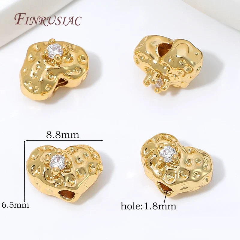 18K Gold Plated Zircon Oval Charm & Spacer Beads | DIY Jewelry