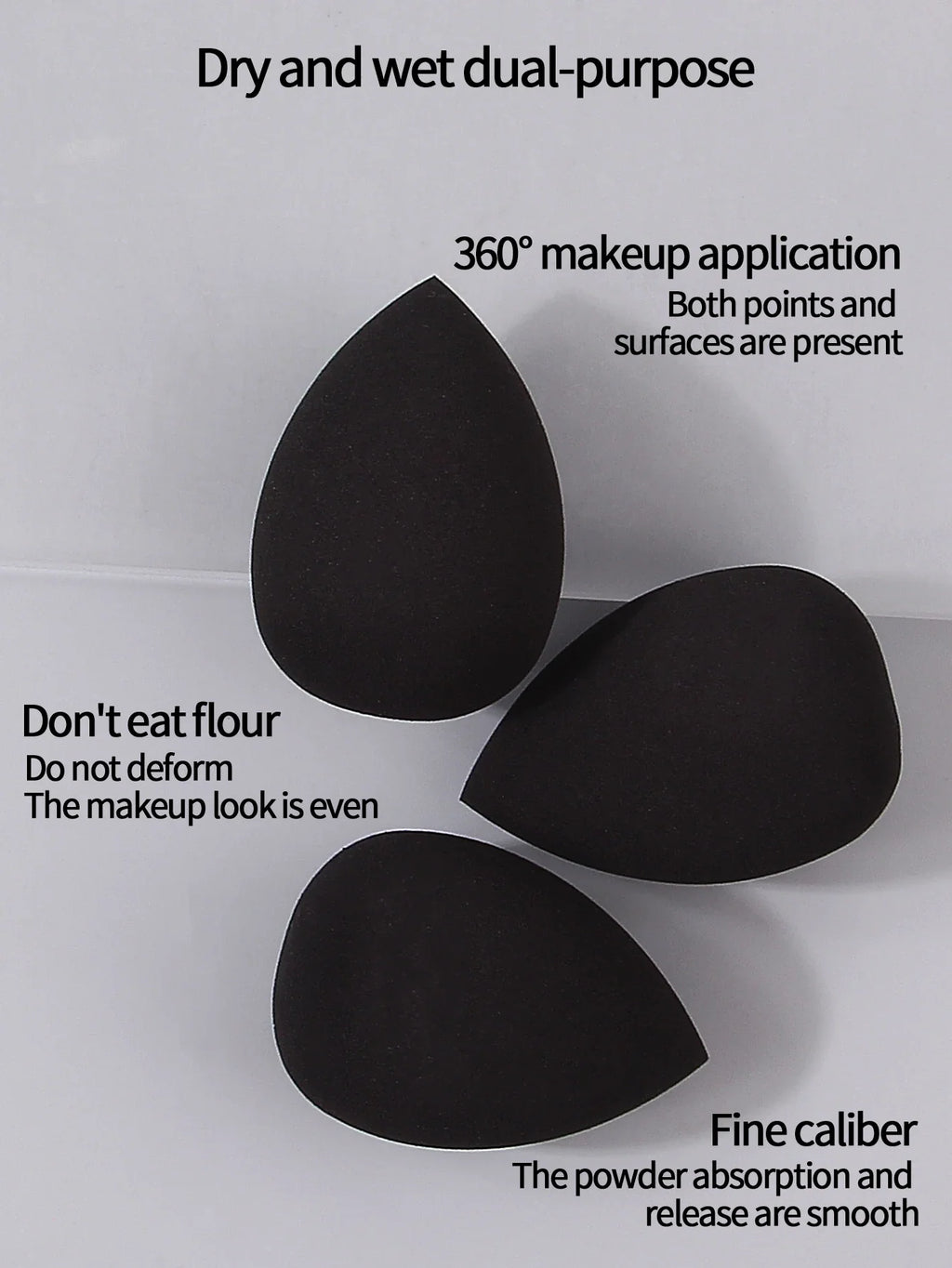 12-Piece Black Beauty Egg Makeup Sponge Set – Dry & Wet