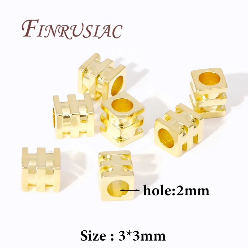3x3mm 18K Gold Plated Brass Cube Spacer Beads | DIY Jewelry