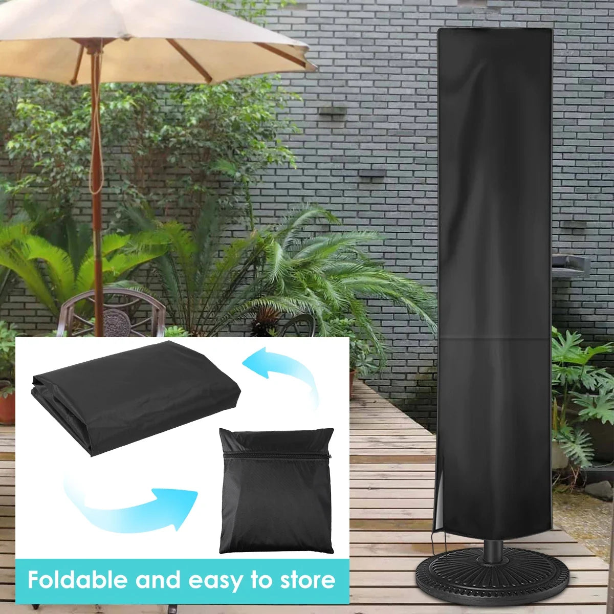 Waterproof Cantilever Patio Umbrella Cover – 210D Oxford Zip