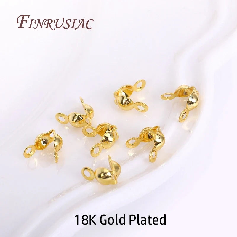 14K/18K Gold Plated Clam Shell Bead Tips – 100pcs Crimp Cover