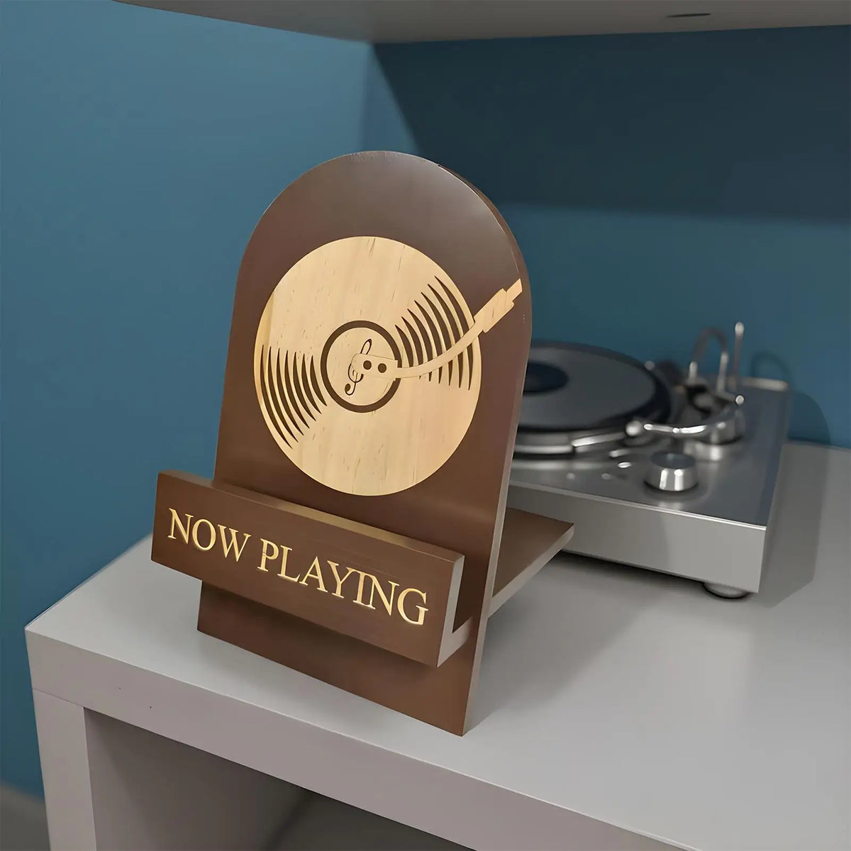 Wooden Vintage Vinyl Record Stand | Desktop Display Rack