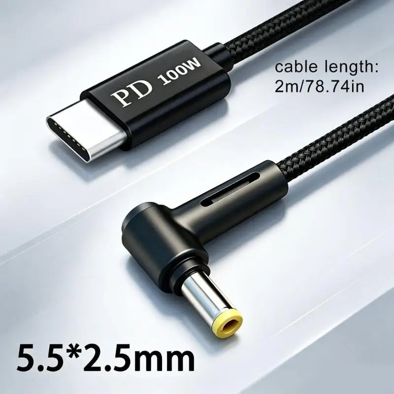USB-C to DC 100W Power Cable Set – 10 Interchangeable Tips