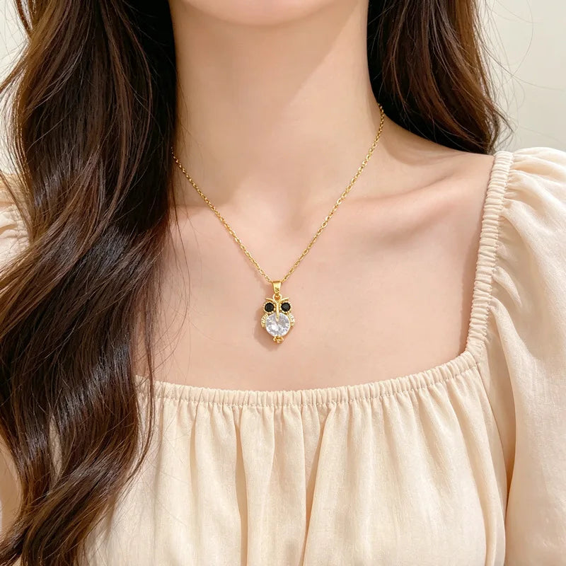 Women's Gold Owl Pendant Necklace – Copper & Stainless Steel