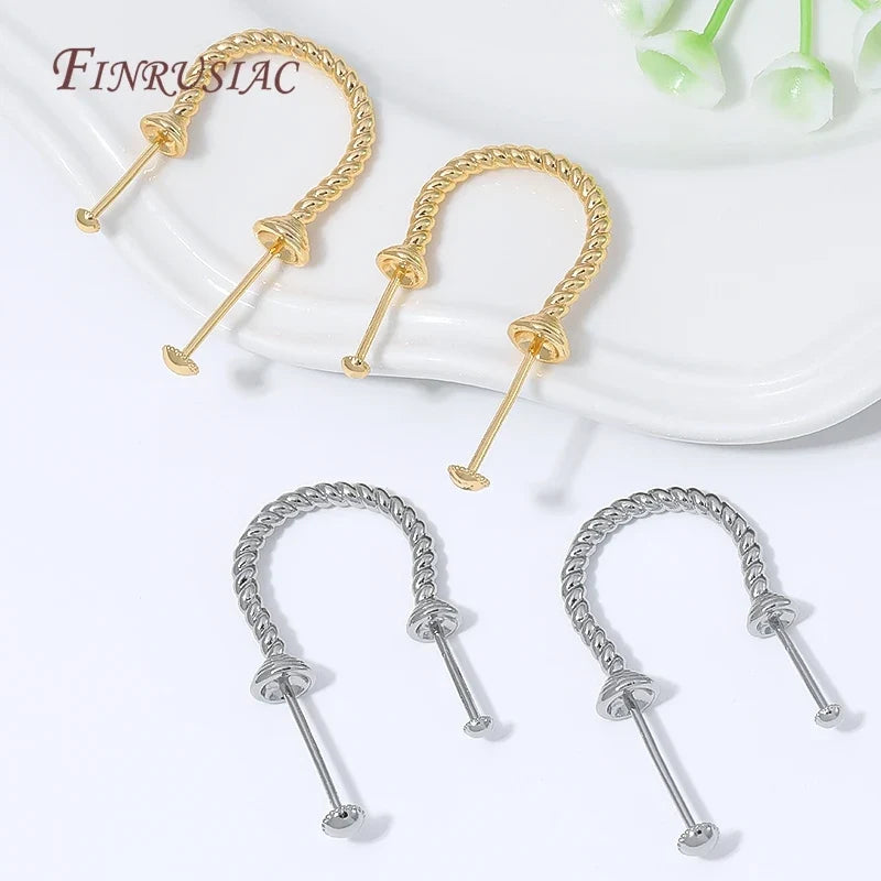 18K Gold Plated Twisted Hoop Earring Findings | DIY Pearl Drop
