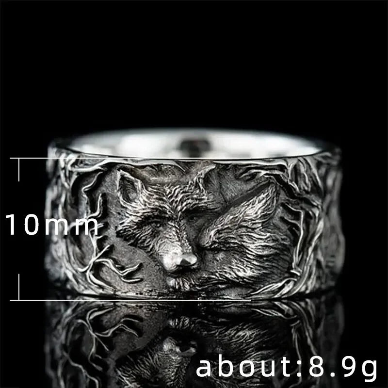 Vintage Silver Plated Wolf Head Ring – Punk Style Sizes 6–10
