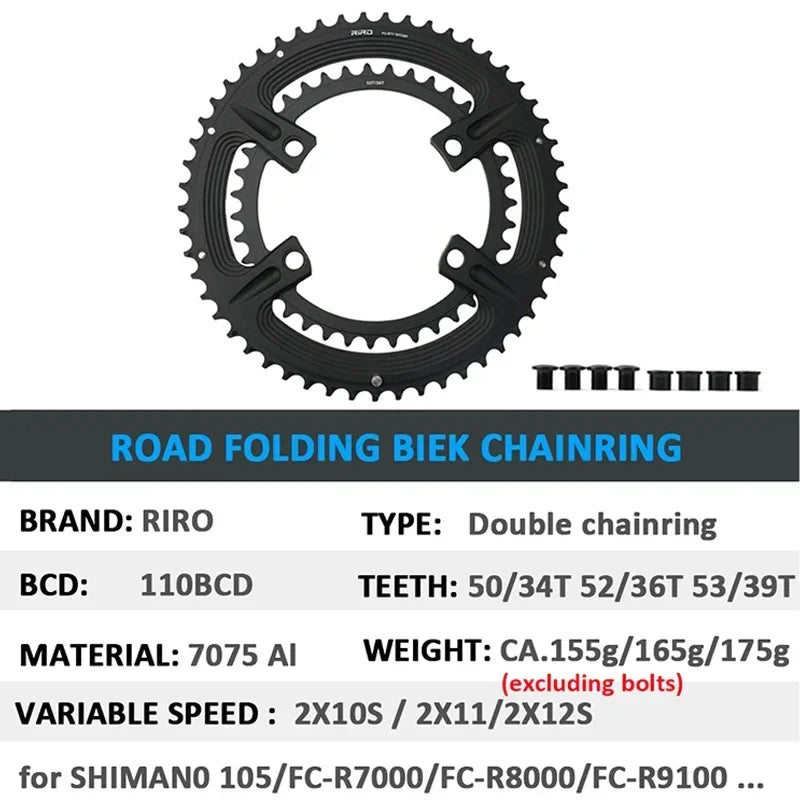 RIRO 110BCD Road Bike Chainring 50/34T 52/36T 53/39T Shimano