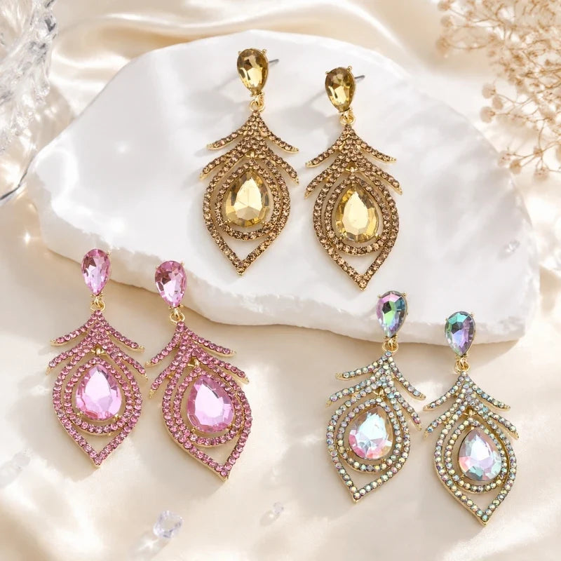 Women's Rhinestone Drop Earrings | 14K Gold Plated Alloy