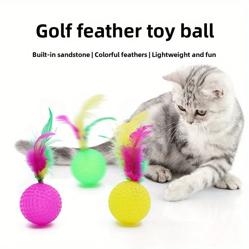 2PC Cat Feather Sisal Interactive Ball Toys – Claw Grinding Play
