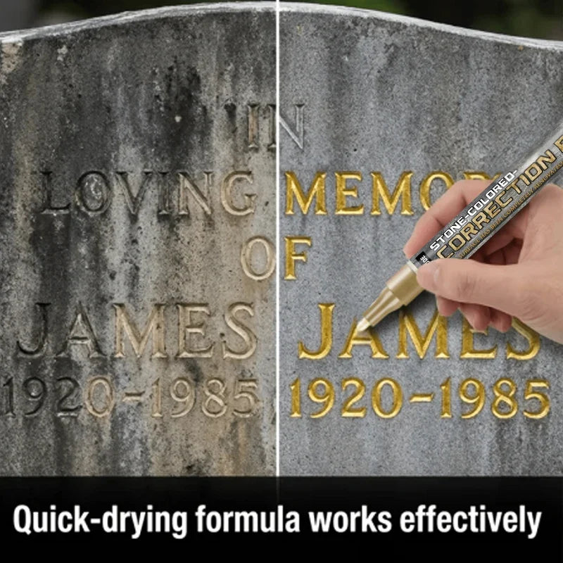 Golden Tombstone Marker Pen – Oil-Based Fine Tip for Stone & Granite