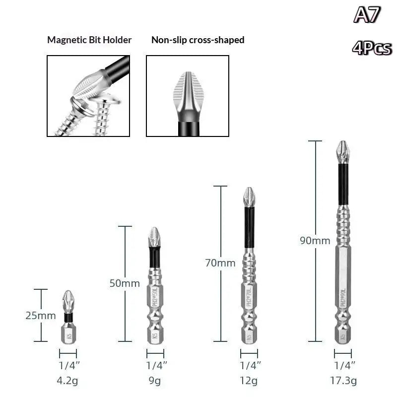 K5 Magnetic Screwdriver Bits Set – Anti-Slip S2 Steel, 6 Sizes