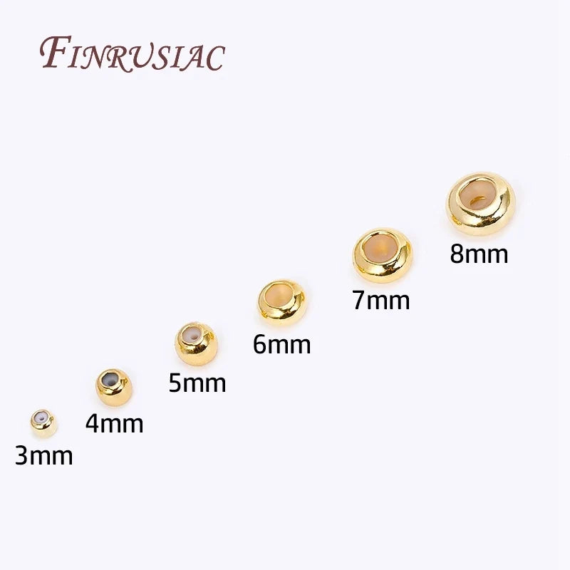 20pcs 18K Gold Plated Brass Rondelle Stopper Beads 3–8mm Silicone