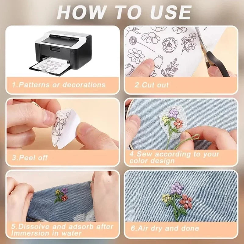 Water-Soluble Embroidery Stabilizer Paper – 1 or 10 Pack